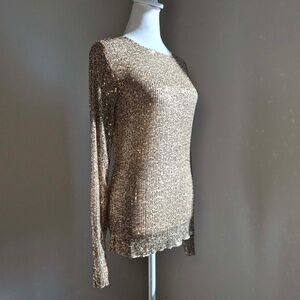 Free People Intimately All Over Sequin Gold Rush Whimsy Stargirl Romantic Top S